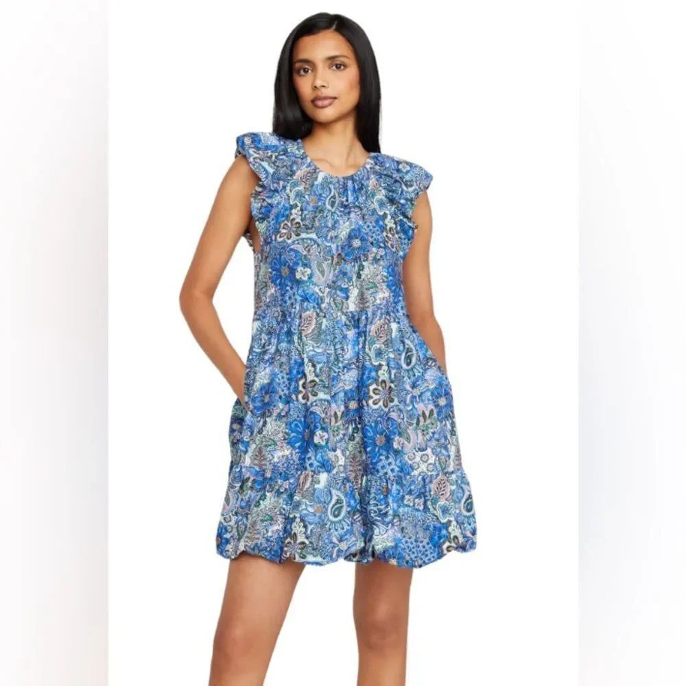 Marie Oliver clover Dress women’s size S in blue Sa1